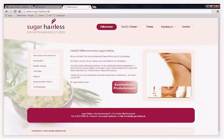 sugar-hairless &ndash; professionelle Haarentfernung